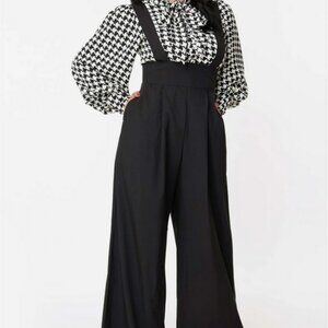 NWOT Unique Vintage Wide Leg Rochelle Suspender Pants (Size L)